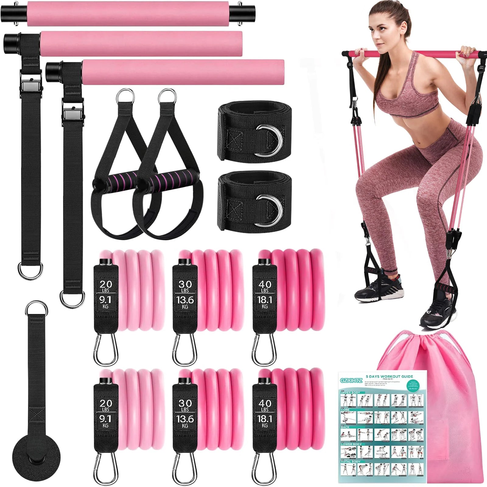 Pilates Bar Kit with Resistance Bands.
