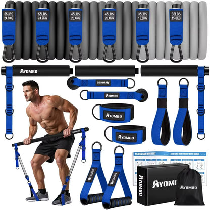 Heavy Duty Pilates Bar Kit with Resistance Bands.