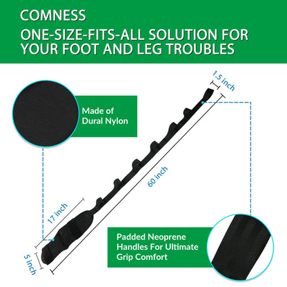  Foot Stretcher Belt for Plantar Fasciitis & Yoga - Unisex Black Design