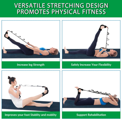  Foot Stretcher Belt for Plantar Fasciitis & Yoga - Unisex Black Design