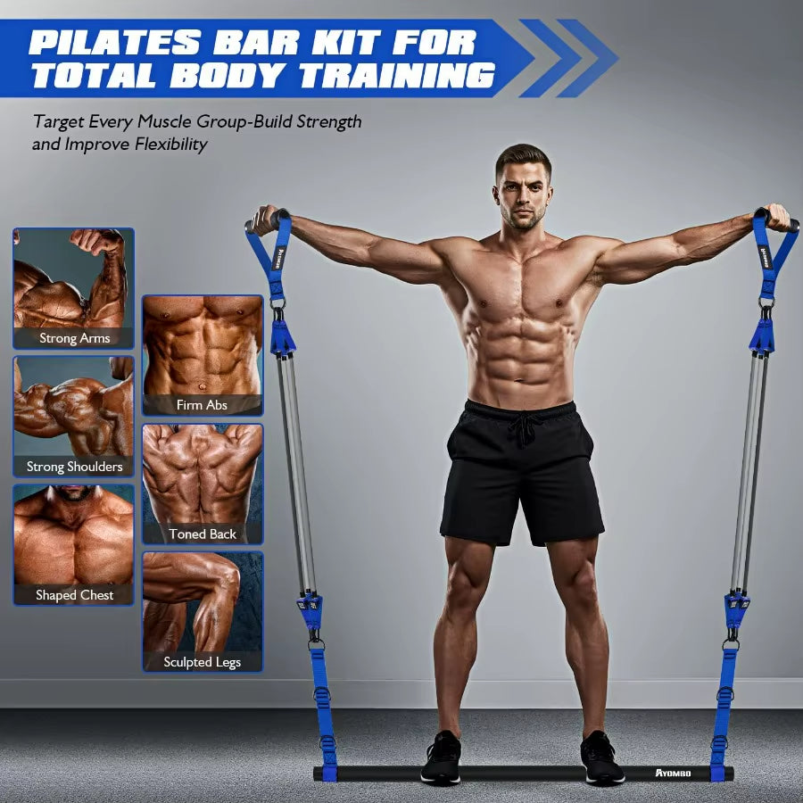 Heavy Duty Pilates Bar Kit with Resistance Bands.