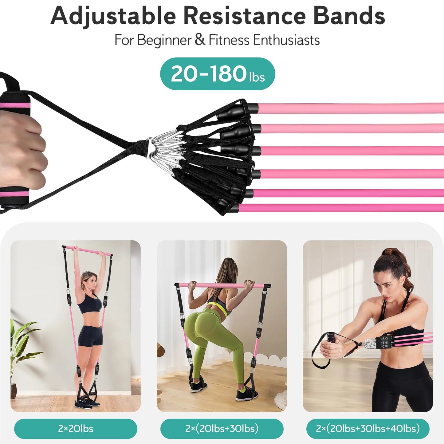 Pilates Bar Kit with Resistance Bands.