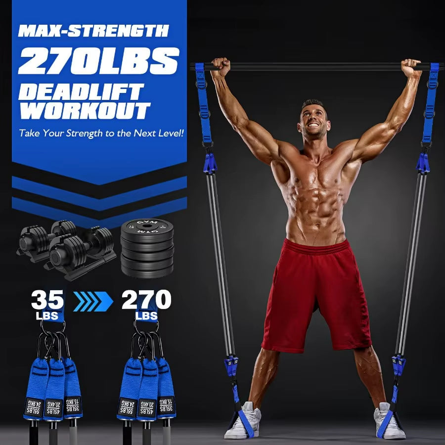 Heavy Duty Pilates Bar Kit with Resistance Bands.