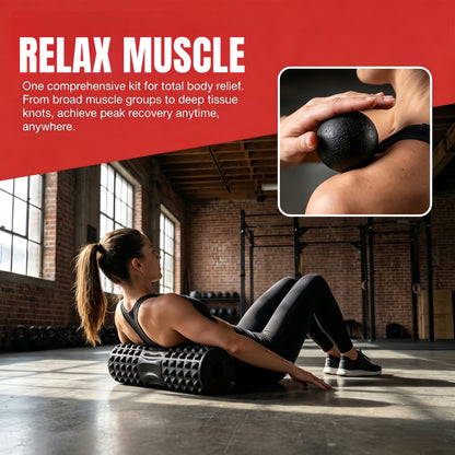 Ultimate 5-in-1 Foam Roller Set for Deep Tissue Relief - Includes Massage Stick, Ball, Resistance Band & Carry Bag for Myofascial Release & Trigger Point Therapy