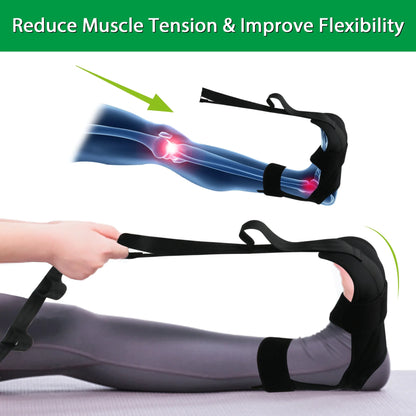  Foot Stretcher Belt for Plantar Fasciitis & Yoga - Unisex Black Design