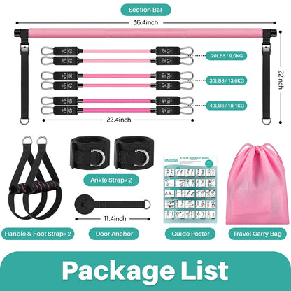 Pilates Bar Kit with Resistance Bands.
